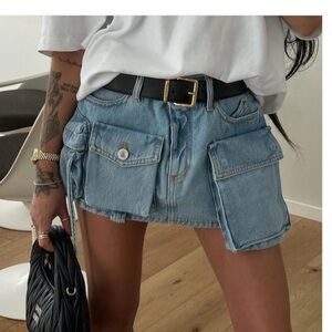 Denim Cargo Mini Skirt